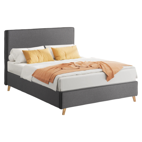 Paturi - BED MAYLIN HM598.10 GREY FABRIC and DARK GREY RAIL FOR MATTRESS 120x200cm.