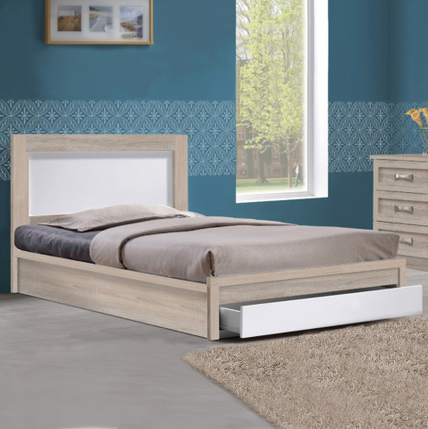 Paturi - Bed Melany HM323.02 With 1 drawer Sonoma/White 110x190