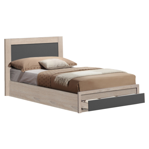Paturi - BED MELANY HM323.04 WITH 1 DRAWER IN SONΟMA GREY FOR MATTRESS 110X190cm.