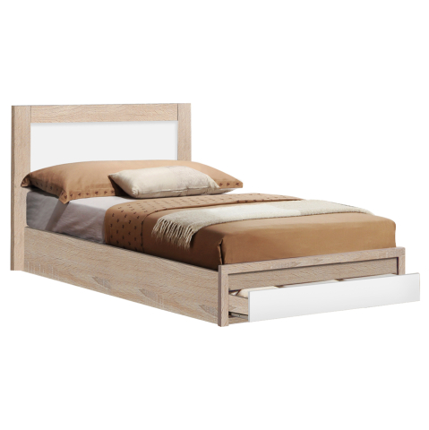 Paturi - Bed Melany HM346 with 1 drawer sonoma/white 90x190