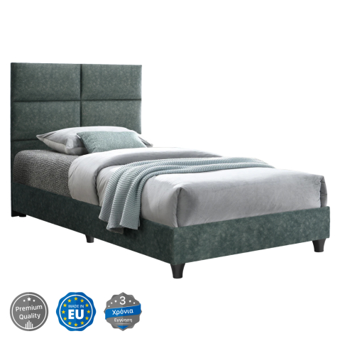Paturi - BED MILO HM652.27, GREEN NUBUCK-type FABRIC, 90X200cm
