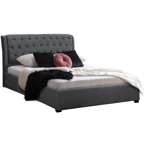 Paturi - BED ODALYS 150X200 VELVET FABRIC GRAY HM549.11 164x223x100 cm.
