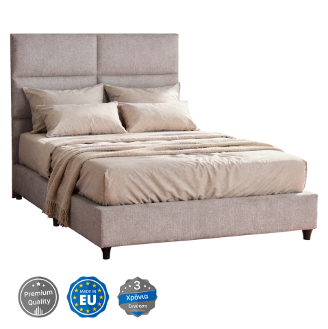 Interior - BED SEMI-DOUBLE WITH BEIGE FABRIC MILO HM646.32 FOR MATTRESS 120x200cm.