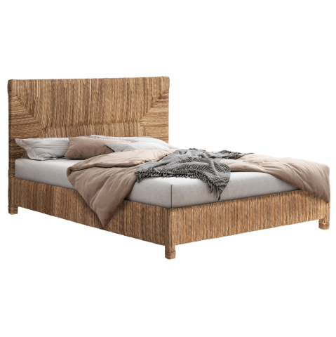 Paturi - BED THAW HM672 TEAK WOOD FRAME-BANANA LEAF RUSH 180x200cm.