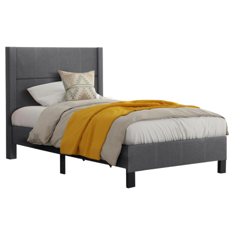 Interior - BED TRILLOP HM667.12 GREY FABRIC--FOR SINGLE SIZE MATTRESS 120X200cm