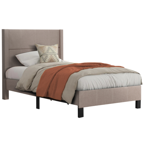 Interior - BED TRILLOP HM667.15 BEIGE FABRIC--FOR SINGLE SIZE MATTRESS 120X200cm
