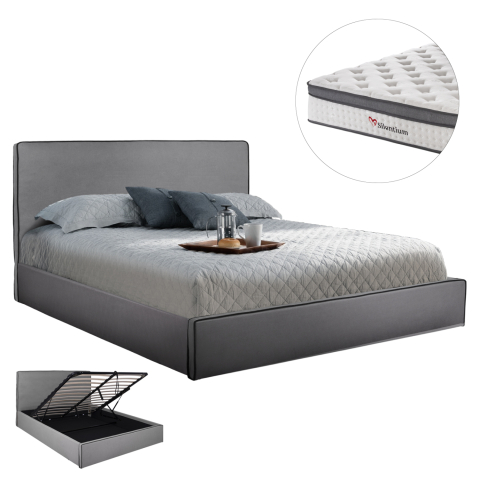 Interior - BED WITH MATTRESS and STORAGE SPACE ALLIE HM10805.01 GREY FABRIC--MATTRESS 160Χ200cm
