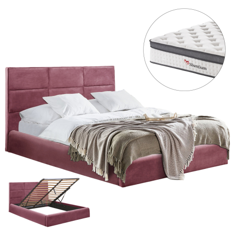 Interior - BED WITH MATTRESS and STORAGE SPACE BRILEY HM10807.02 DUSTY PINK VELVET--FOR MATTRESS 160x200cm.