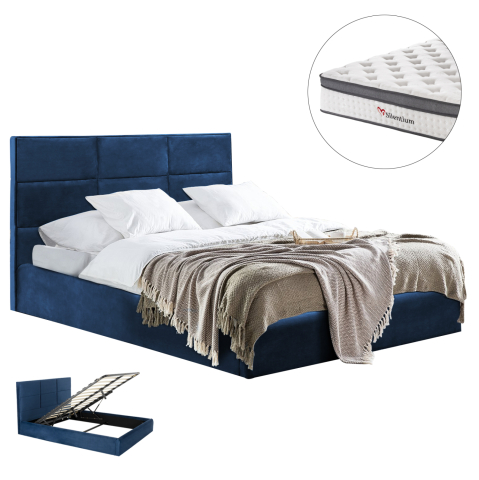 Interior - BED WITH MATTRESS and STORAGE SPACE BRILEY HM10807.08 BLUE VELVET--FOR MATTRESS 160x200cm.