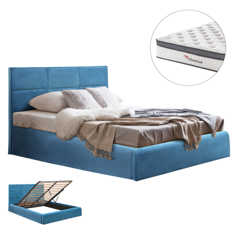 Interior - BED WITH MATTRESS and STORAGE SPACE BRILEY HM10807.18 ROYAL BLUE VELVET--FOR MATTRESS 160x200cm.