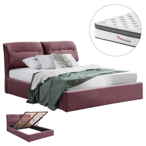 Interior - BED WITH MATTRESS and STORAGE SPACE KENDRA HM10809.02 DUSTY PINK VELVET--FOR MATTRESS 160x200cm.