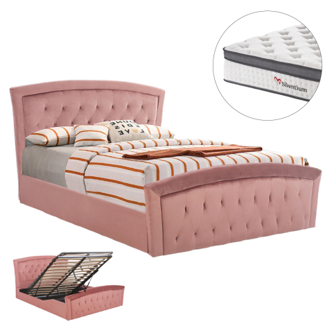 Interior - BED WITH MATTRESS and STORAGE SPACE ODELIA HM10806.02 DUSTY PINK VELVET--FOR 160x200cm.