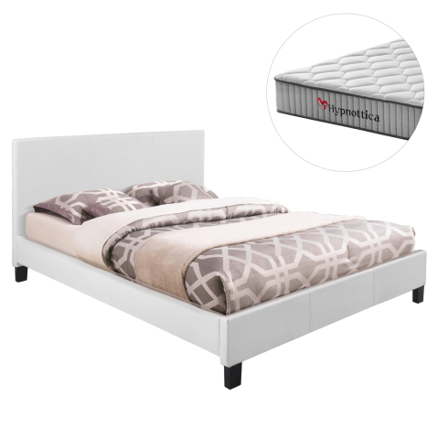 Interior - BED WITH MATTRESS BECCA HM10760.01 WHITE PU--FOR MATTRESS 150x200cm