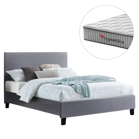 Interior - BED WITH MATTRESS BECCA HM10760.02 GREY FABRIC--FOR MATTRESS 150x200cm