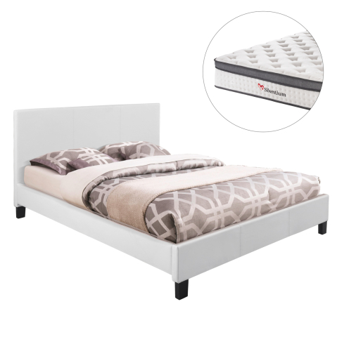 Interior - BED WITH MATTRESS BECCA HM10803.01 WHITE PU--FOR MATTRESS 150x200cm