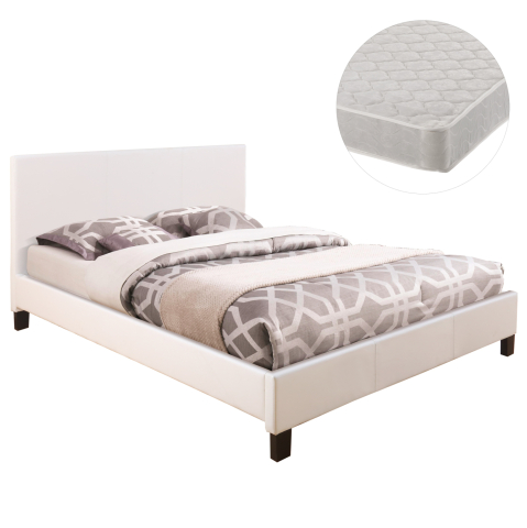 Seturi paturi cu saltele - BED WITH MATTRESS BECCA HM21283.01 WHITE PU--FOR MATTRESS 150x200cm