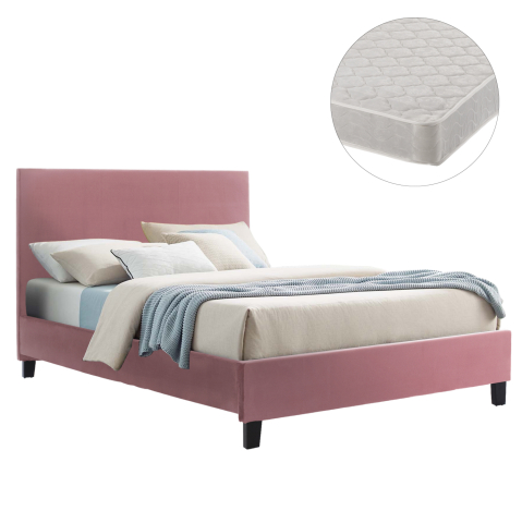 Seturi paturi cu saltele - BED WITH MATTRESS BECCA HM21283.05 DUSTY PINK VELVET--FOR MATTRESS 150x200cm