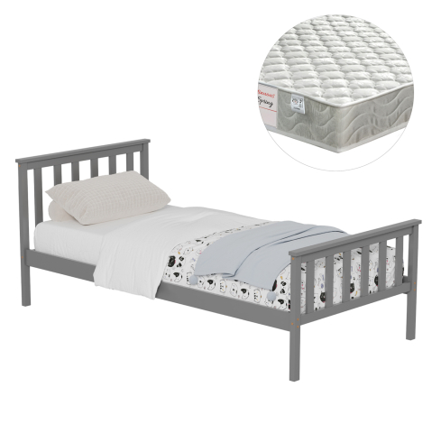 Seturi paturi cu saltele - BED WITH MATTRESS GIMLY HM21300.02 PINE WOOD IN GREY COLOR FOR MATTRESS 90x190cm