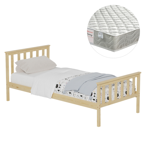 Seturi paturi cu saltele - BED WITH MATTRESS GIMLY HM21300 PINE WOOD IN NATURAL COLOR FOR MATTRESS 90x190cm