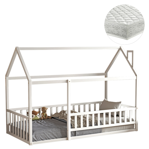 Seturi paturi cu saltele - BED WITH MATTRESS HOUSER HM21315.01 PINE WOOD IN WHITE--MATTRESS 90x190cm
