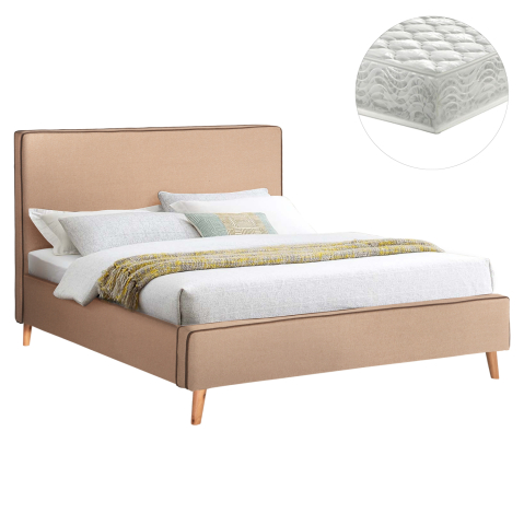 Seturi paturi cu saltele - BED WITH MATTRESS INDRA HM21280.02 BEIGE FABRIC--FOR MATTRESS 160x200cm