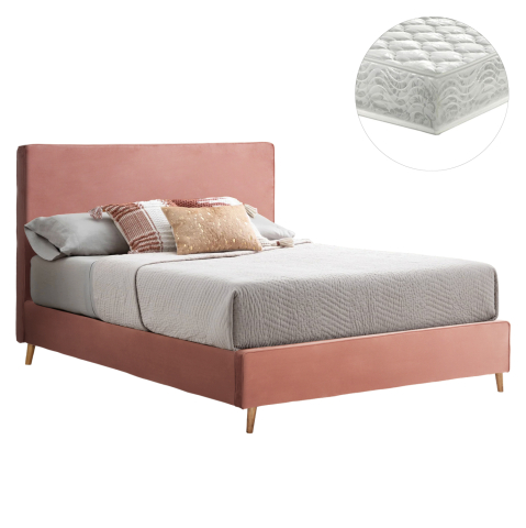 Seturi paturi cu saltele - BED WITH MATTRESS INDRA HM21280.03 DUSTY PINK VELVET--FOR MATTRESS 160x200cm