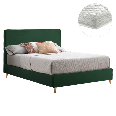 Seturi paturi cu saltele - BED WITH MATTRESS INDRA HM21280.04 CYPRESS GREEN VELVET--FOR MATTRESS 160x200cm