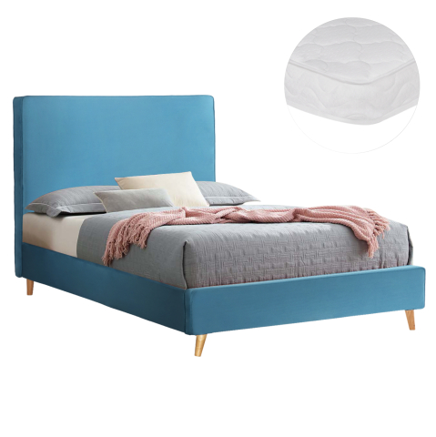 Seturi paturi cu saltele - BED WITH MATTRESS MAYLIN HM21281.02 TURQUOISE (BLUE-GREEN) VELVET--FOR MATTRESS 120x200cm