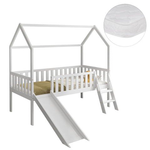 Interior - BED WITH SLIDE PHYLLIS HM21310.01 PINE WOOD IN WHITE--WITH MATTRESS 90x190cm
