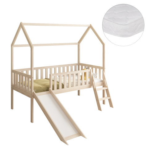 Interior - BED WITH SLIDE PHYLLIS HM21310 PINE WOOD IN NATURAL--WITH MATTRESS 90x190cm