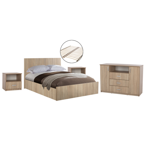 Seturi pentru dormitor - BEDROOM FURNITURE SET 5PCS ADLER HM11758 MELAMINE IN SONAMA OAK-FOR MATTRESS 160x200cm