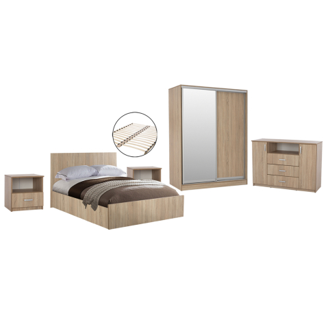 Seturi pentru dormitor - BEDROOM FURNITURE SET 6PCS ADLER HM11759 MELAMINE IN SONAMA OAK-FOR MATTRESS 160x200cm