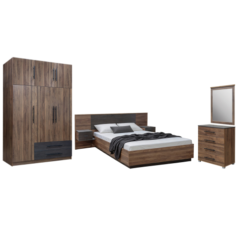 Seturi pentru dormitor - BEDROOM SET 5PCS CARYS HM10888.11 MELAMINE IN WALNUT COLOR