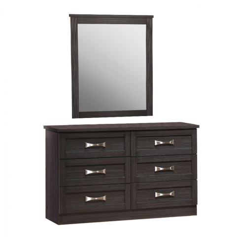 Interior - Bedroom Toilet with 6 drawers Zebrano 120x40x76 cm. and Mirror 72x90 HM10171.01