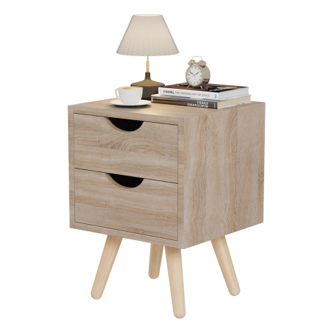 Noptiere - BEDSIDE STAND DINKL HM2472.01 MELAMINE-2 DRAWERS- SONAMA 29,7x29,7x45Hcm.