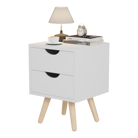 Noptiere - BEDSIDE STAND DINKL HM2472.03 MELAMINE-2 DRAWERS IN WHITE 29,7x29,7x45Hcm.