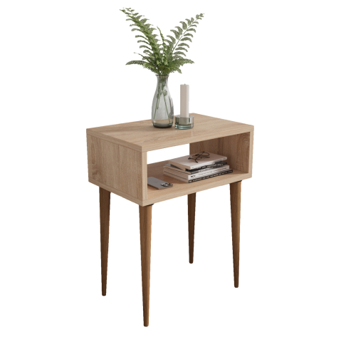 Noptiere - BEDSIDE STAND TODD HM18183.03 MELAMINE IN SONAMA-LEGS IN NATURAL WOOD COLOR 46x30x59Hcm.