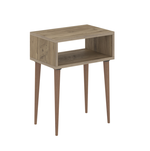 Noptiere - BEDSIDE STAND TODD HM18183.04 MELAMINE IN NATURAL OAK-LEGS IN NATURAL WOOD COLOR 45x30x58Hcm.