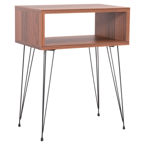 Noptiere - BEDSIDE STAND TODD HM18184.05 MELAMINE IN WALNUT COLOR-METAL LEGS IN BLACK 45.5x29.5x58.5Hcm.