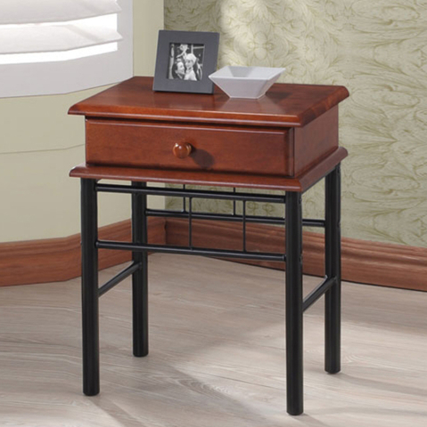 Interior - Bedside table Reven HM30 metal and rubberwood with 1 drawer 45x43x58Hcm