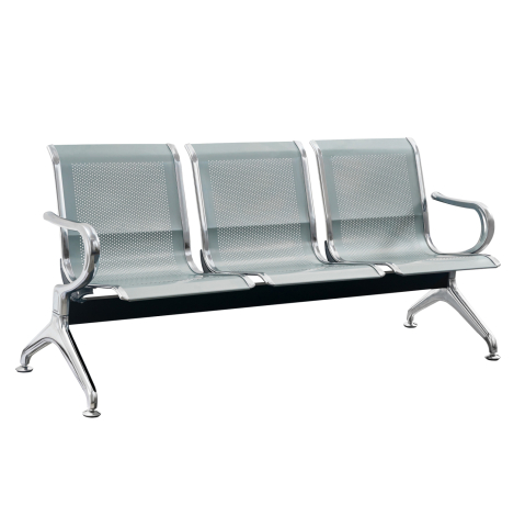 Scaune pentru vizitatori - BENCH 3-SEATER AIRPORT-TYPE AVIATOR HM18399 METALLIC IN SILVER/GREY COLOR 172x55x76Hcm.