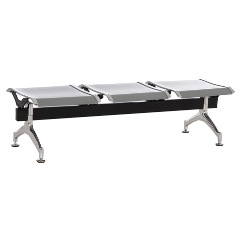 Scaune pentru vizitatori - BENCH 3-SEATER AIRPORT-TYPE AVIATOR HM18404 METALLIC MESH IN SILVER/GREY COLOR 148x50x40Hcm.