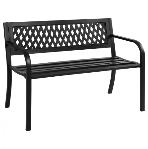 Banci - BENCH OCTAVIO HM5531 METAL FRAME-POLYPROPYLENE BACKREST IN BLACK COLOR 120x50x76Hcm.