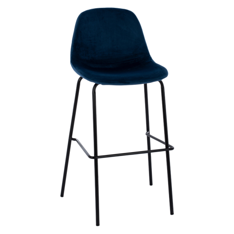 Scaune de bar - BLUE VELVET STOOL AND METAL FRAME HM8579.18 56,5x47x106 cm.