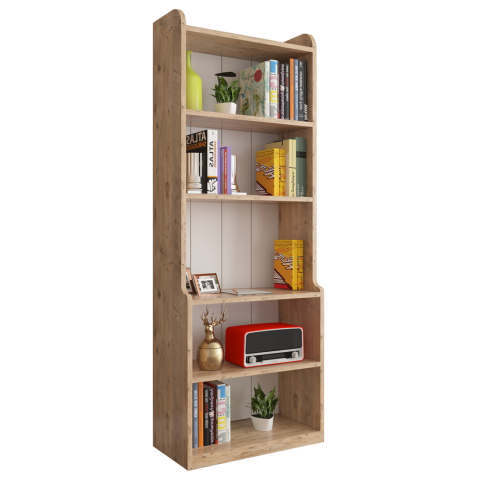 Biblioteci - BOOKCASE NEAT HM18194.04 MELAMINE IN ANTURAL WOOD COLOR 60x30x180Hcm.