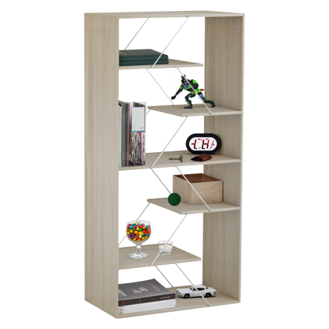 Biblioteci - BOOKCASE TARS MELAMINE SONOMA-WHITE METAL RODS 84x24x157Hcm.HM2240.11