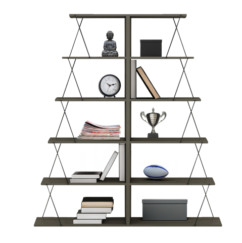 Biblioteci - BOOKCASES 2PCS SET MINI TARS HM11772.13 MELAMINE IN OLIVE GREY COLOR-BLACK METAL RODS 65x24x146Hcm.(x2)