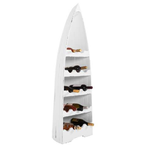 Rafturi pentru sticle - BOTTLE RACK VERTICAL 17 PLACES BOAT SHAPE MAHOGANY WOOD HM9495 46x30x140H cm.