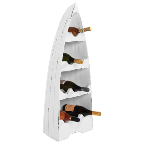 Rafturi pentru sticle - BOTTLE RACK VERTICAL BOAT SHAPE 10 PLACES MAHOGANY WOOD HM9493 36x26x92,5H cm