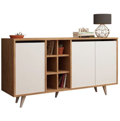 Bufete - BUFFET BRIAR MELAMINE WALNUT AND WHITE COLOR 140x40x86Hcm.HM9432.02